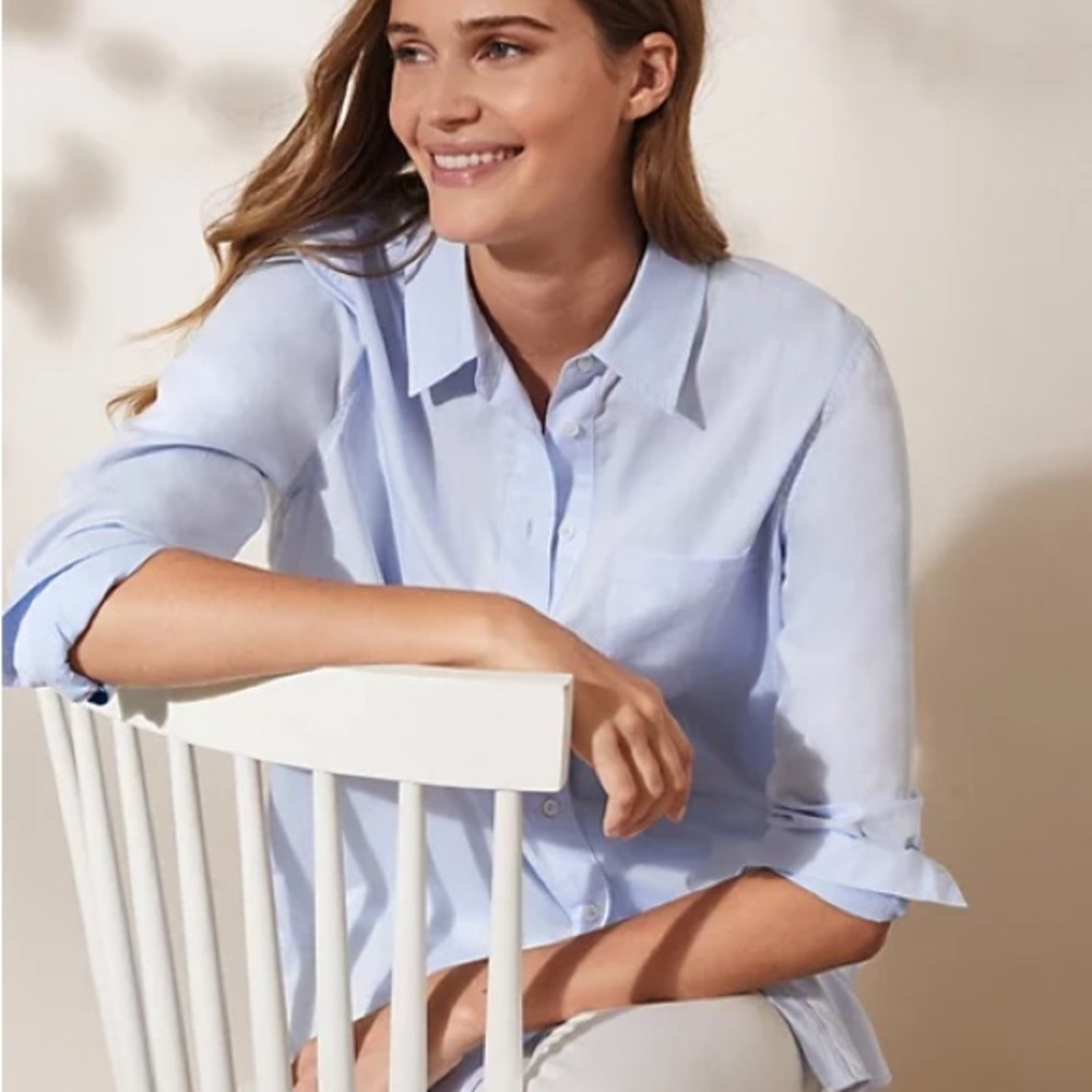 NWOT Jenni Kayne Crisp French Blue Cotton Boyfriend Shirt